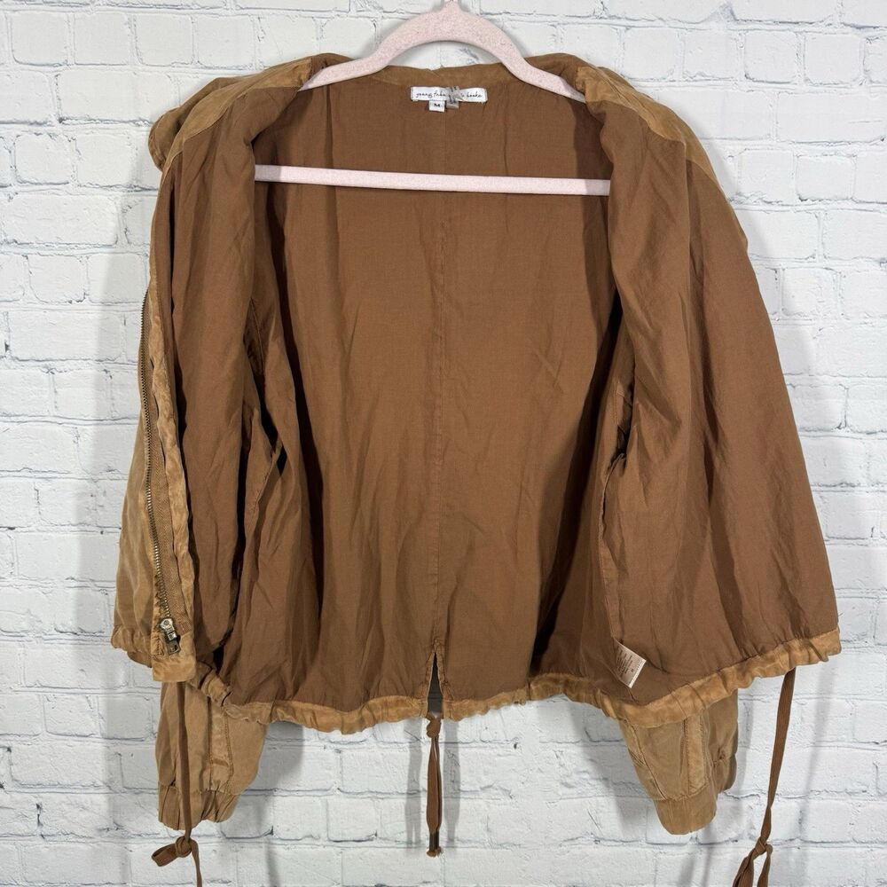 Young Fabulous & Broke Women's Tencel Utility Jacket M Brown Cropped Safari Zip - Picture 10 of 10